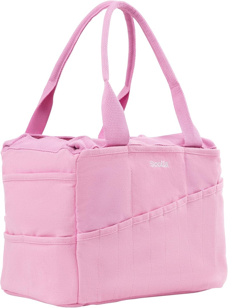 Soolla Studio Bag: Craft Organizer & Pottery Tool Bag, Washable Art Supply Tote, Knitting Yarn, Crochet Projects, 30 Pockets, 20+ Canvas Colors, Artist Gift for Adults (Flirty Flamingo) - Image 2